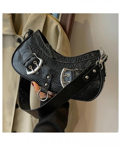 Retro Crescent Shoulder Bags Y2k 90s Hobo Handbags Underarm Bag Fashion Denim Clutch Purses Crossbody Bag B-black $13.16 Shou...