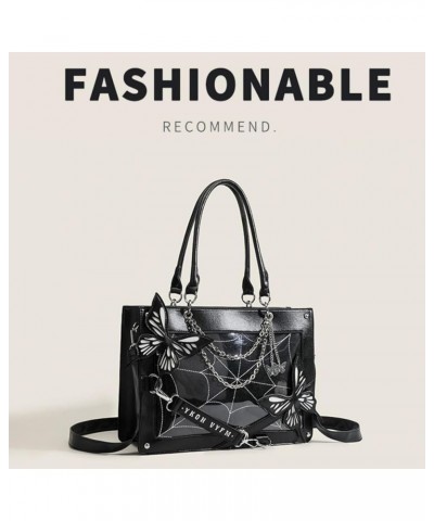 Women Goth Purse Y2K Crossbody Bag Butterfly Spider Web Dark Academia Shoulder Tote Handbag Emo Alt Gothic Accessories Black ...