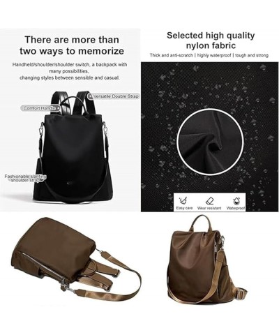 Anti-Theft Lightweight Oxford Cloth Backpack for Women, Multi-Purpose Large Capacity Shoulder Bags, 3-Way Crossbody Bag (Blac...