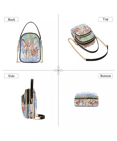 Crossbody Bags for Women Colorful Quilted Chain Crossbody Purses Trendy Horses Cross Body Phone Purse Handbag Horse 8 $10.66 ...