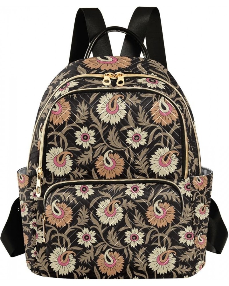 Women Backpack Floral Persian Brown Durable Travel Backpack Lightweight Handbag Lady Purse Roomy Double Zipper Weekend Bag fo...