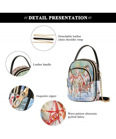 Crossbody Bags for Women Colorful Quilted Chain Crossbody Purses Trendy Horses Cross Body Phone Purse Handbag Horse 8 $10.66 ...