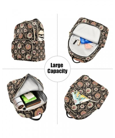 Women Backpack Floral Persian Brown Durable Travel Backpack Lightweight Handbag Lady Purse Roomy Double Zipper Weekend Bag fo...