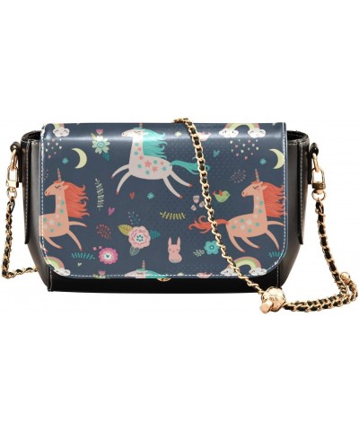 Cute Unicorns Crossbody Bags for Women Beauty Shoulder Bag with Adjustable Strap Small Black Purse $18.85 Crossbody Bags