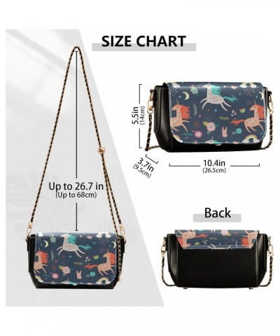 Cute Unicorns Crossbody Bags for Women Beauty Shoulder Bag with Adjustable Strap Small Black Purse $18.85 Crossbody Bags