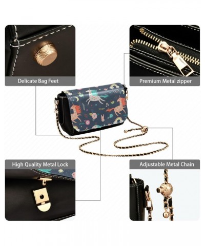 Cute Unicorns Crossbody Bags for Women Beauty Shoulder Bag with Adjustable Strap Small Black Purse $18.85 Crossbody Bags