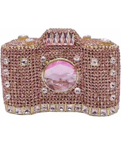 Crystal Camera Shaped Evening Bag for Women Handmade Clutch Rhinestone Purse Handbag for Formal Party Cocktail Pink $49.49 Ev...