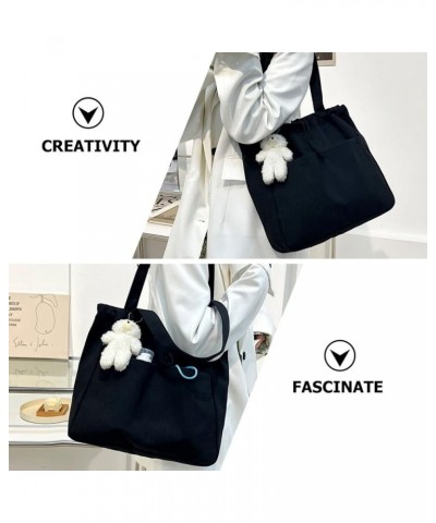 Women Canvas Bag Casual Tote Bag Shoulder Bag Large Drawstring Handbag Black1 $10.13 Totes