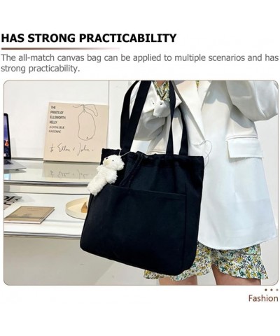 Women Canvas Bag Casual Tote Bag Shoulder Bag Large Drawstring Handbag Black1 $10.13 Totes