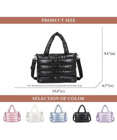 Cotton Quilted Tote Bag for Women Fashion Shoulder Crossbody Bag Puffy Handbag Purse Stitch Nylon for Shopping White $24.29 T...