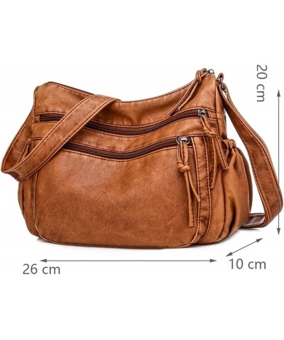 Women Shoulder Bag Pu Leather Crossbody Bag Soft Women Purse Multi-Pockets Flap Bag Women Handbag (Color : Brown, Size : 26 *...