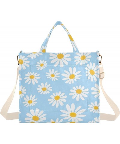 Shoulder Tote Women Watercolor Garden Flowers Tote Bag Designer Teacher Bag Tote Tote Bag with Pockets Wildflowers on Blue $9...