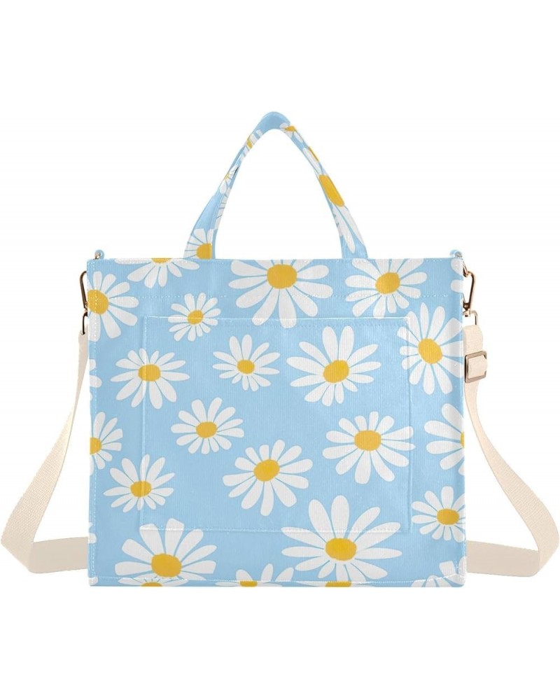 Shoulder Tote Women Watercolor Garden Flowers Tote Bag Designer Teacher Bag Tote Tote Bag with Pockets Wildflowers on Blue $9...