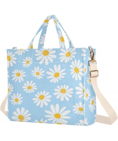 Shoulder Tote Women Watercolor Garden Flowers Tote Bag Designer Teacher Bag Tote Tote Bag with Pockets Wildflowers on Blue $9...