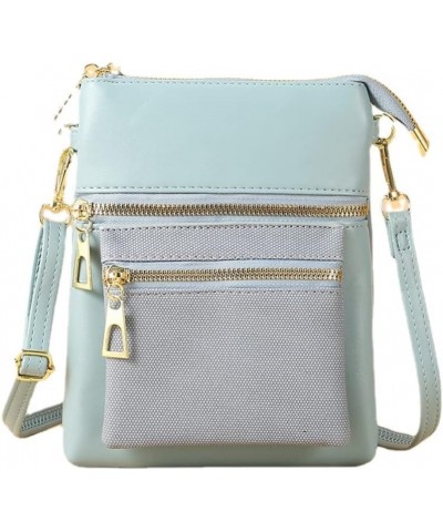 Small Size 3 Zip Crossbody Bag for Women Slim Shoulder Handbag Small Cell Phone Pouch Blue $20.40 Totes