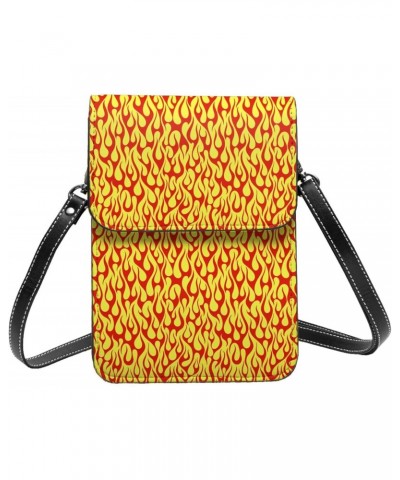 Red Fire Flames Yellow Cool Small Crossbody Cell Phone Purse for Women Mini Messenger Leather Shoulder Wallet $21.82 Crossbod...