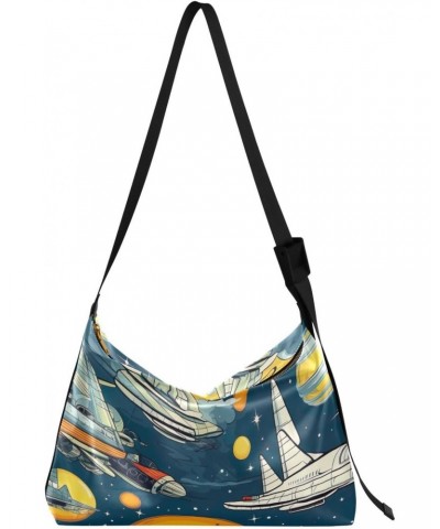 Space Planet Galaxy Rocket Crossbody Bag for Women Men with Adjustable Strap PU Leather Shoulder Hobo Purse Bag 20853787 $18....