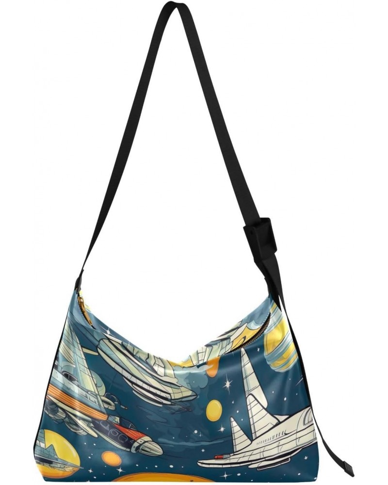 Space Planet Galaxy Rocket Crossbody Bag for Women Men with Adjustable Strap PU Leather Shoulder Hobo Purse Bag 20853787 $18....