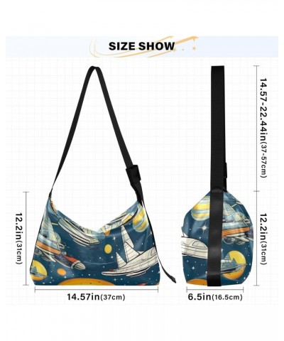 Space Planet Galaxy Rocket Crossbody Bag for Women Men with Adjustable Strap PU Leather Shoulder Hobo Purse Bag 20853787 $18....