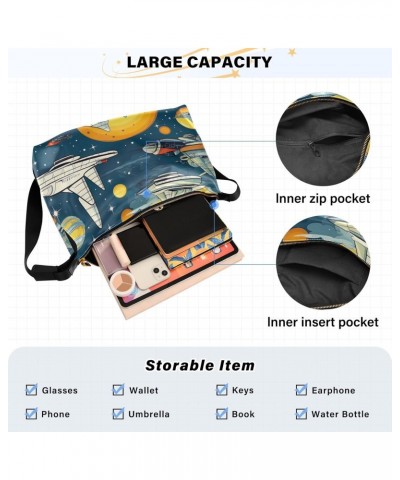 Space Planet Galaxy Rocket Crossbody Bag for Women Men with Adjustable Strap PU Leather Shoulder Hobo Purse Bag 20853787 $18....