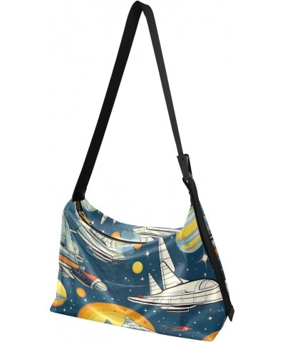 Space Planet Galaxy Rocket Crossbody Bag for Women Men with Adjustable Strap PU Leather Shoulder Hobo Purse Bag 20853787 $18....