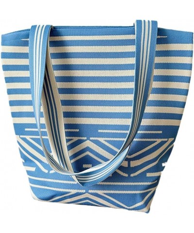 Striped Pattern Knitted Shoulder Bag Woven Women's Tote Large Capacity Commuter Tote Bag Purse Hobo Bag Satchel Clutch Bag Ho...