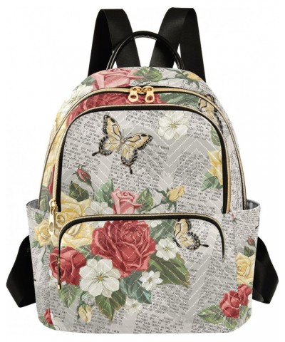 Vintage Style with Blooming English Roses Backpack for Women Purse Bag Travel Handbag Shoulder Bag $18.54 Backpacks