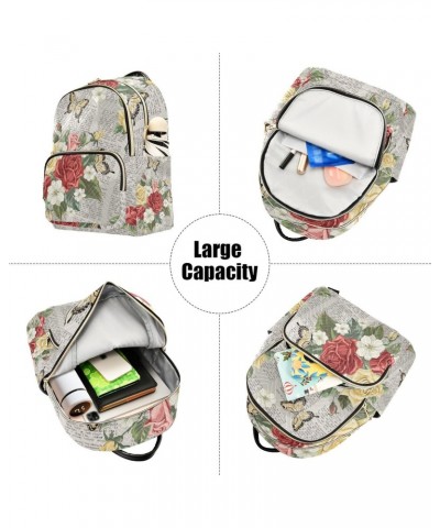 Vintage Style with Blooming English Roses Backpack for Women Purse Bag Travel Handbag Shoulder Bag $18.54 Backpacks