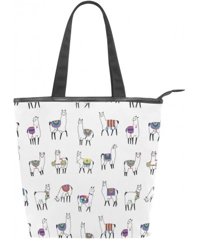 Tote Canvas Shoulder Bag Cute Lama Womens Handbag $13.67 Shoulder Bags