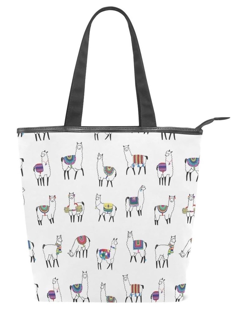 Tote Canvas Shoulder Bag Cute Lama Womens Handbag $13.67 Shoulder Bags