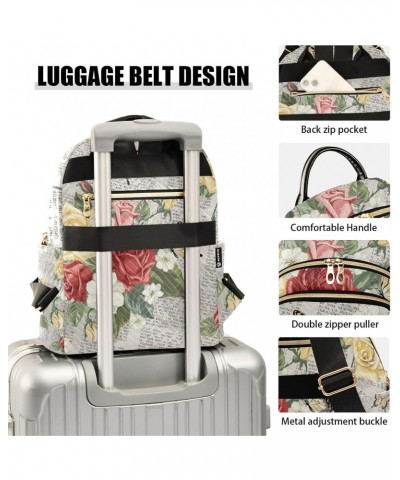 Vintage Style with Blooming English Roses Backpack for Women Purse Bag Travel Handbag Shoulder Bag $18.54 Backpacks