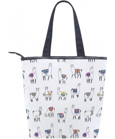 Tote Canvas Shoulder Bag Cute Lama Womens Handbag $13.67 Shoulder Bags