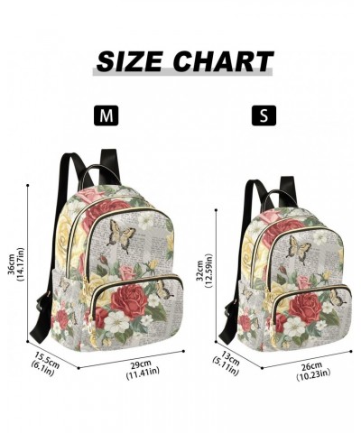 Vintage Style with Blooming English Roses Backpack for Women Purse Bag Travel Handbag Shoulder Bag $18.54 Backpacks