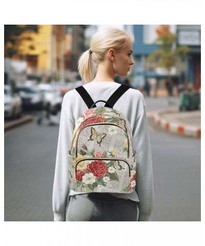 Vintage Style with Blooming English Roses Backpack for Women Purse Bag Travel Handbag Shoulder Bag $18.54 Backpacks