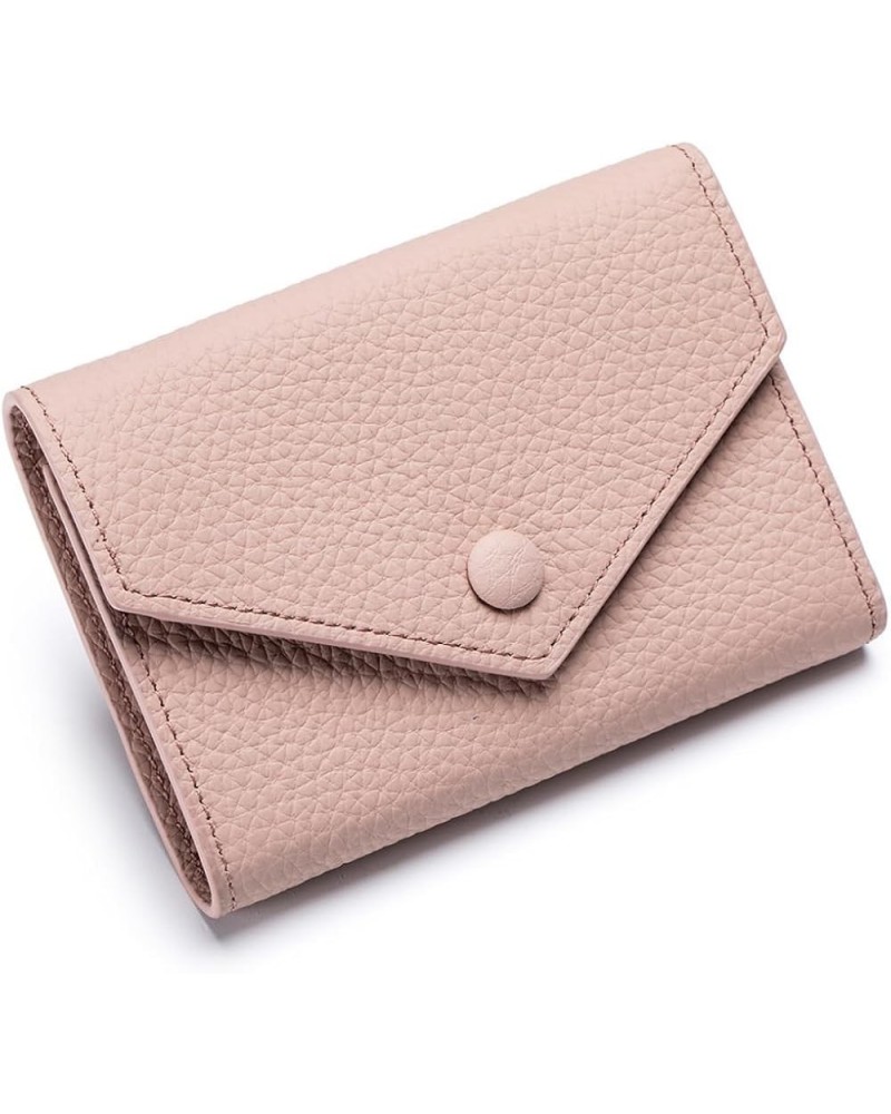 Trifold Genuine Leather Small wallet for Women Credit Card Holder Purse with Zipper Coin Pocket Pink $18.70 Totes