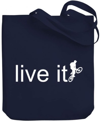 LIVE it Mountain Biking Silhouette Canvas Tote Bag 10.5" x 16" x 4 $22.79 Totes