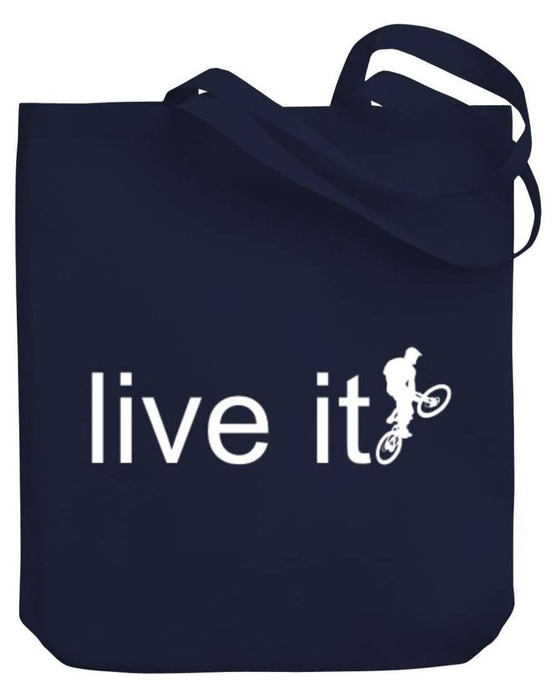 LIVE it Mountain Biking Silhouette Canvas Tote Bag 10.5" x 16" x 4 $22.79 Totes