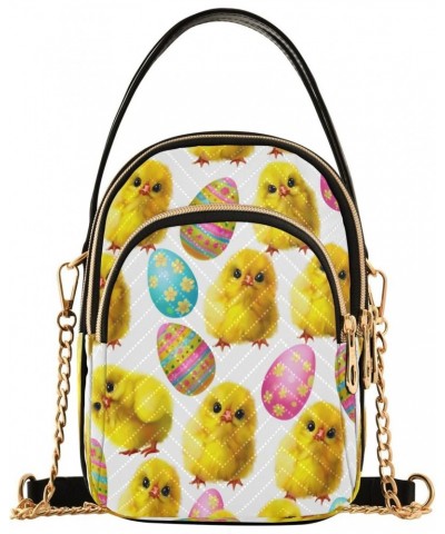 Crossbody Bags for Women Cute Watercolor Easter Chick Quilted Chain Crossbody Purses Trendy Cross Body Phone Purse Handbag $9...