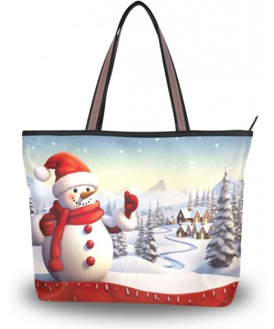 Christmas Snowman Tote Bag for Women Casual Shoulder Bag Women Hobo Bag Top Handle Handbag for Shopping Travel Work $11.07 Totes