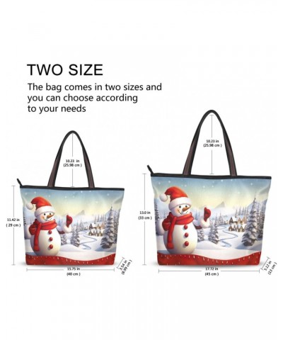 Christmas Snowman Tote Bag for Women Casual Shoulder Bag Women Hobo Bag Top Handle Handbag for Shopping Travel Work $11.07 Totes