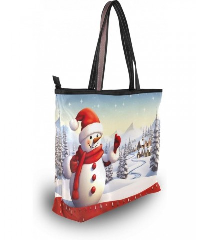 Christmas Snowman Tote Bag for Women Casual Shoulder Bag Women Hobo Bag Top Handle Handbag for Shopping Travel Work $11.07 Totes