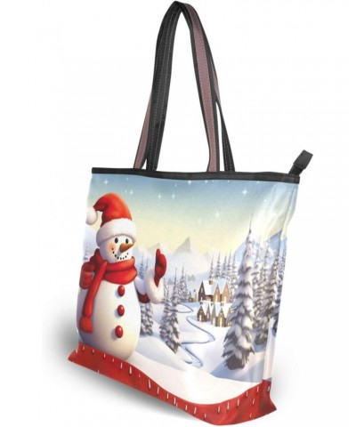 Christmas Snowman Tote Bag for Women Casual Shoulder Bag Women Hobo Bag Top Handle Handbag for Shopping Travel Work $11.07 Totes