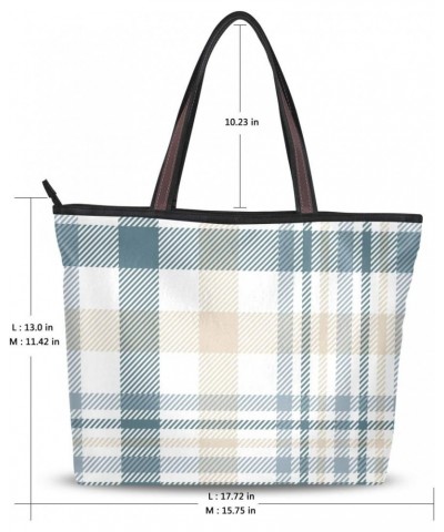 Tote Bag Neutral Simple Tartan Plaid Shoulder Bag Handbag for Women Girls $16.19 Shoulder Bags