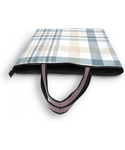 Tote Bag Neutral Simple Tartan Plaid Shoulder Bag Handbag for Women Girls $16.19 Shoulder Bags