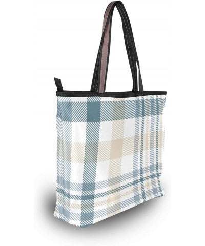 Tote Bag Neutral Simple Tartan Plaid Shoulder Bag Handbag for Women Girls $16.19 Shoulder Bags