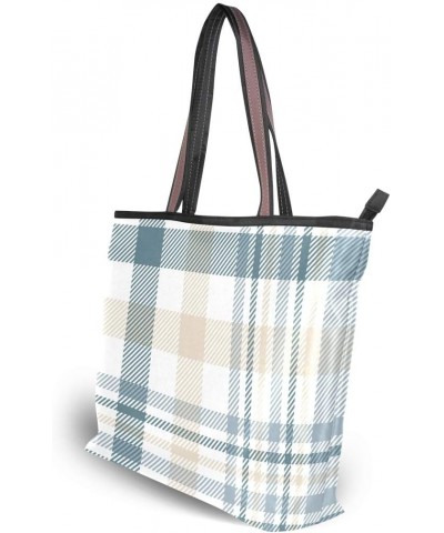 Tote Bag Neutral Simple Tartan Plaid Shoulder Bag Handbag for Women Girls $16.19 Shoulder Bags