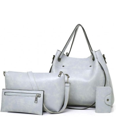 Women's 4Pcs Retro Handbag Soft PU Shoulder Bag Lady Delicate Purse (black) Light Gray $52.87 Totes