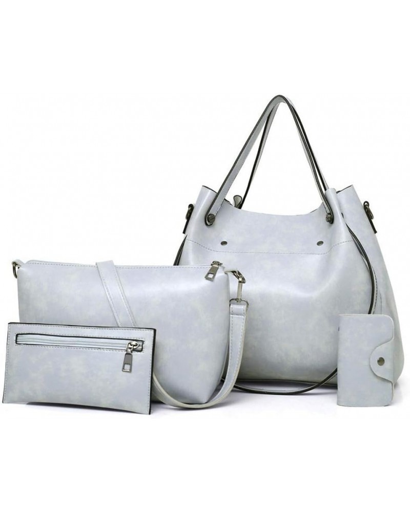 Women's 4Pcs Retro Handbag Soft PU Shoulder Bag Lady Delicate Purse (black) Light Gray $52.87 Totes