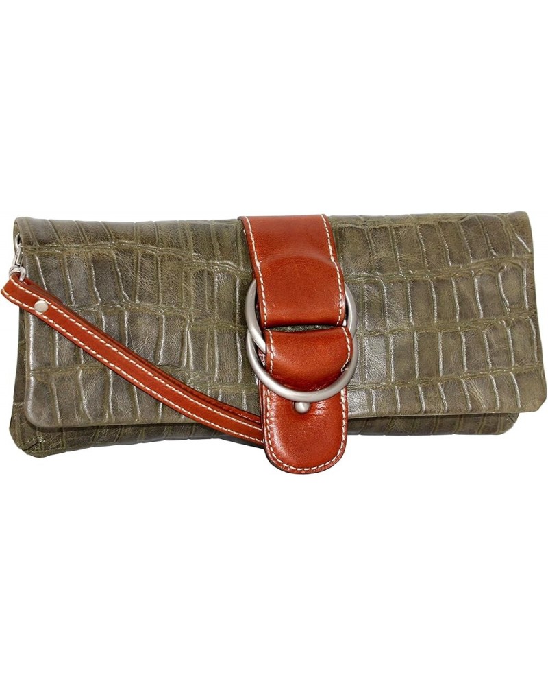 Nichole Leather Clutch Green $23.10 Clutches