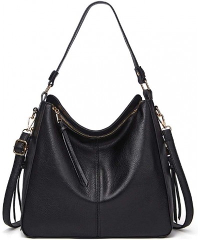 Women Handbag Large Tote Bag PU Leather Shoulder Bag Cross-body Bags Black $21.54 Shoulder Bags